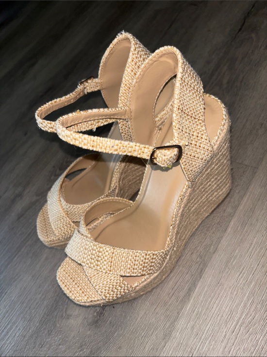 Shoes - Woven Espadrille Wedge Sandals - Natural